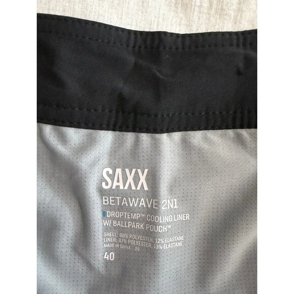 SAXX Betawave 2N1 Board Shorts Mens 40 Black XL BallPark Pouch DropTemp